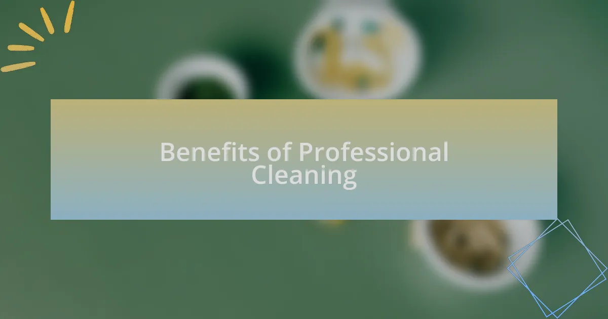 Benefits of Professional Cleaning