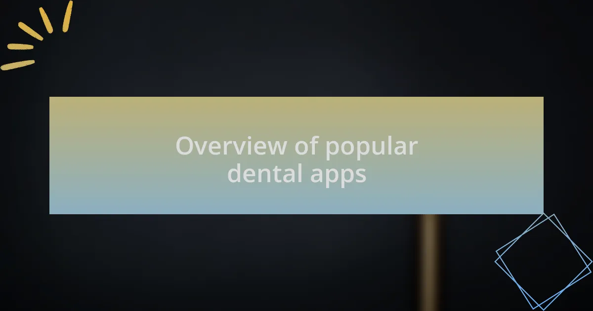 Overview of popular dental apps
